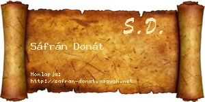 Sáfrán Donát névjegykártya